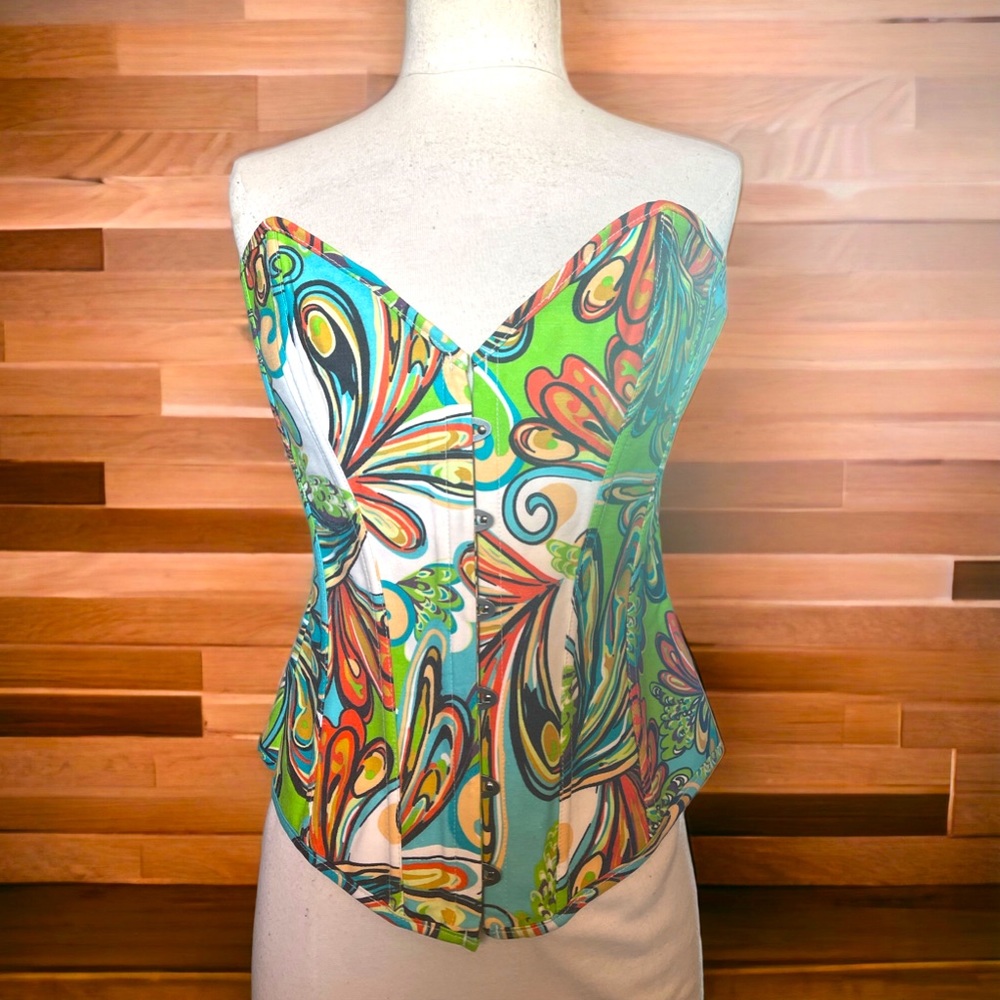Colorful 2 piece set women’s artistic colorful print women’s corset